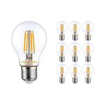 Mehrfachpackung 10x Noxion Lucent Fadenlampe LED E27 Birne Klar 4.5W 470lm - 827 Extra Warmweiß | Ersatz für 40W