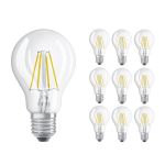 Mehrfachpackung 10x Osram CLASSIC LED E27 Birne Fadenlampe Klar 4W 470lm - 827 Extra Warmweiß | Ersatz Für 40W