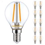 Mehrfachpackung 10x Noxion Lucent LED E14 Kugel Fadenlampe Klar 2.5W 250lm - 827 Extra Warmweiß | Ersatz für 25W