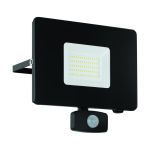 Eglo Wandleuchte Faedo 3 Aluminium Schwarz 53W 5800lm - 850 Kaltweiß | IP65 - Bewegungssensor