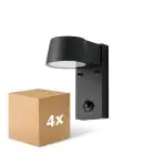 Mehrfachpackung 4x D'Lite Wandleuchte Lira Schwarz 7W 600lm 830 Warmweiß | IP54 - Bewegungssensor