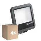 Mehrfachpackung 4x Ledvance LED-Scheinwerfer Aluminium Schwarz 69W 9150lm 100D - 830 Warmweiß | IP66 - Symmetrisch